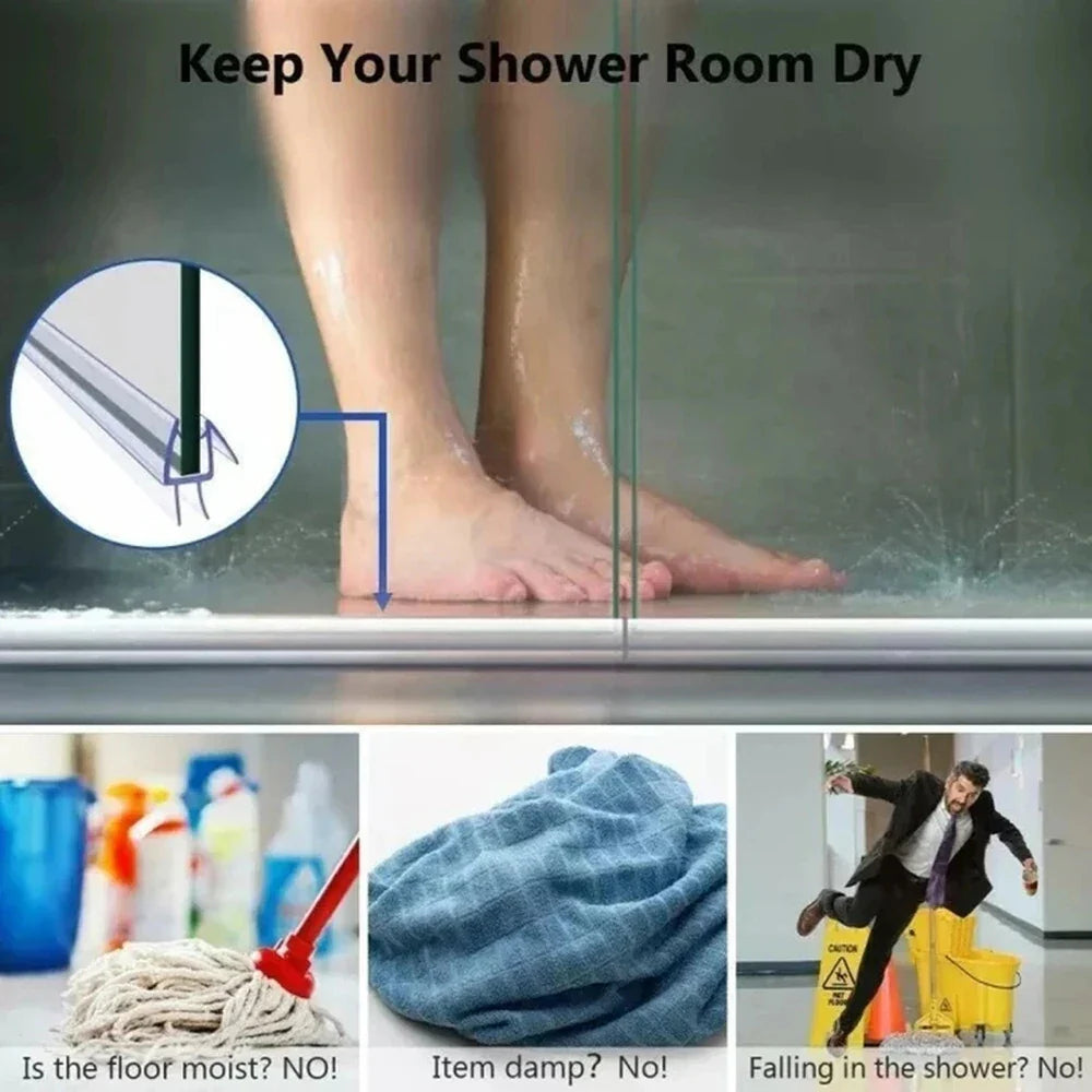 20mm PVC Shower Screen Seal Strip – Glue-Free Glass Door Sweep