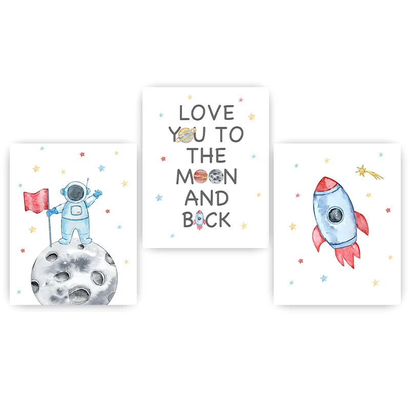 Nursery Wall Art Space Astronaut Quotes Canvas Painting Nordic Rocket Poster Print for Baby Boy Kids Bedroom Wall Decor Peaceful Pleasures Health and Wellness 01 30x40cm No Frame China Mainland