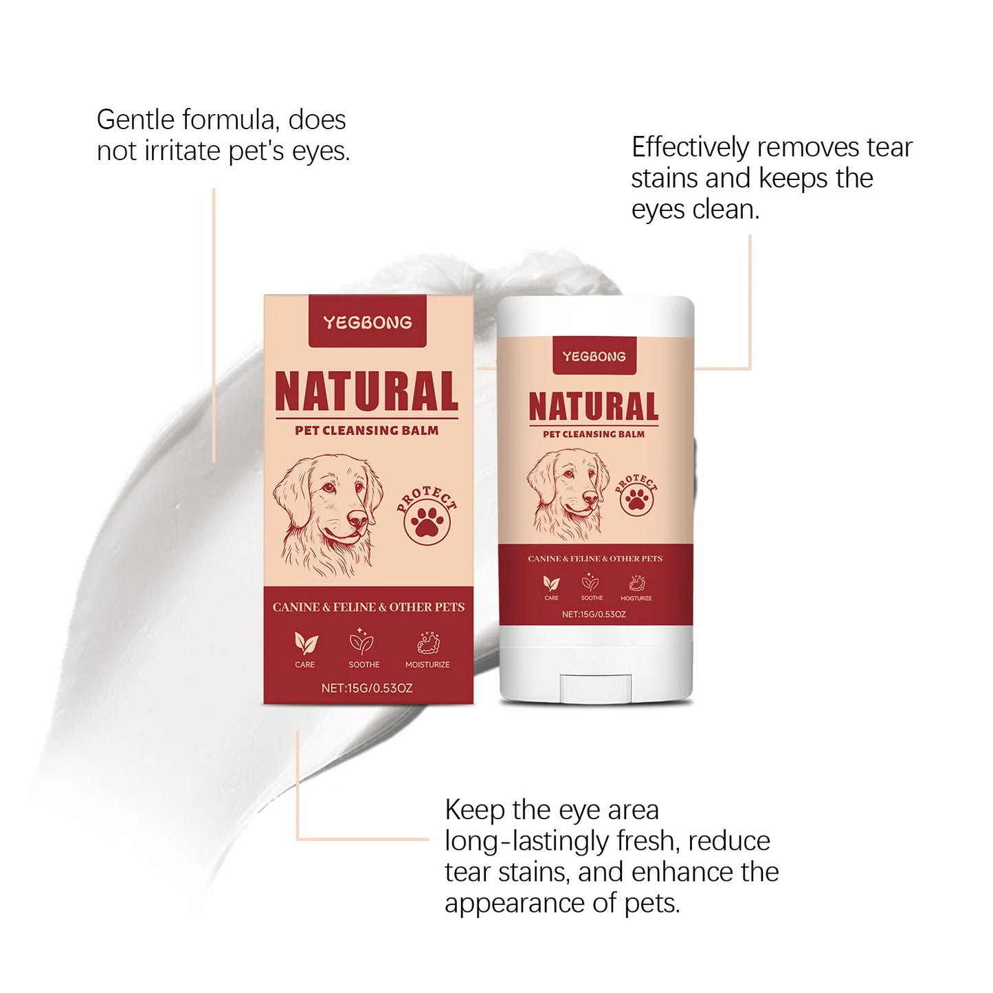 YEGBONG Pet Tear Stain Remover Cream Stick – Gentle 15g