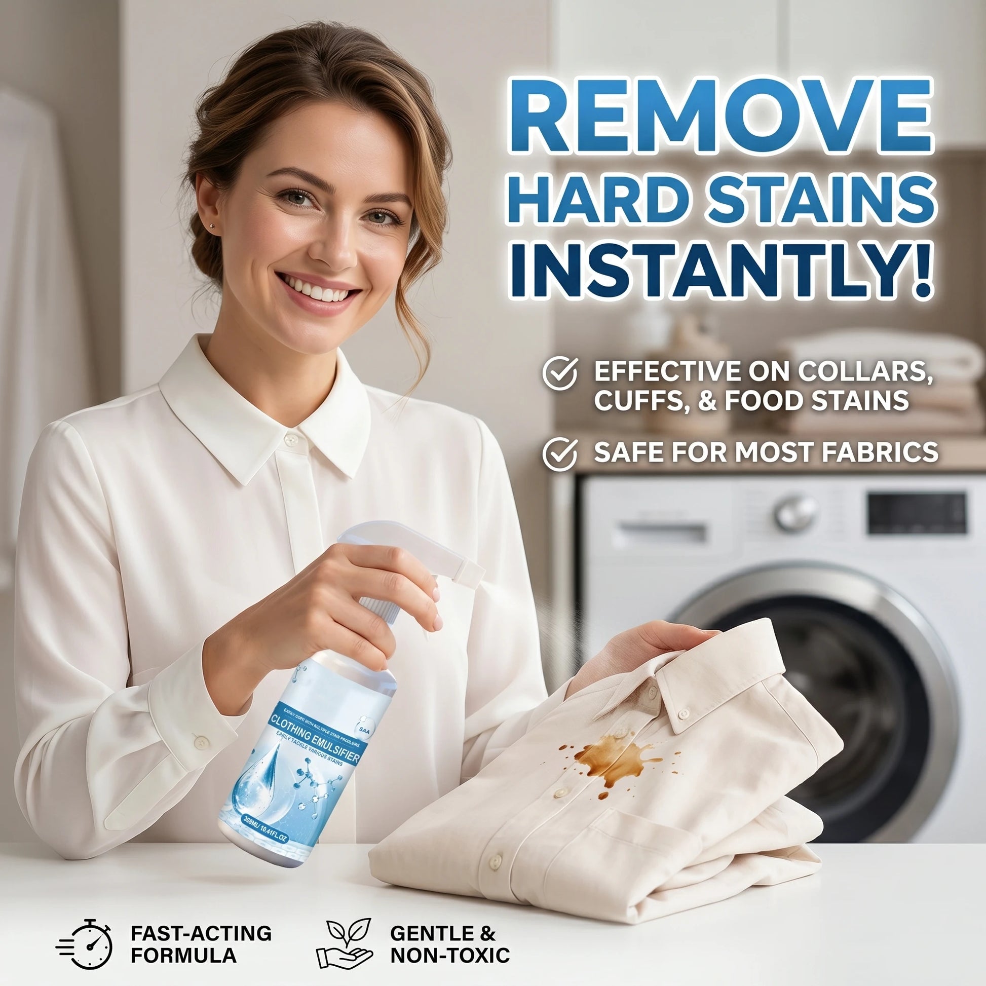 Clothing Emulsifier Stain Remover Spray for Oil, Grease, Food & Blood Stains Removal Preserves Colors and Freshens Clothes Peaceful Pleasures Health and Wellness