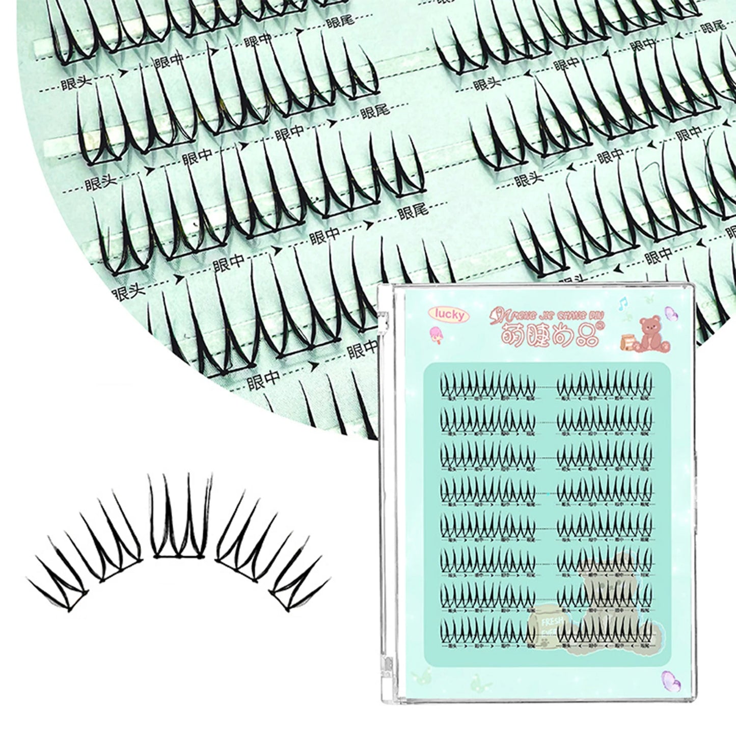 8-Row 3D Cluster False Eyelashes | Korean C-Curl Lash Set