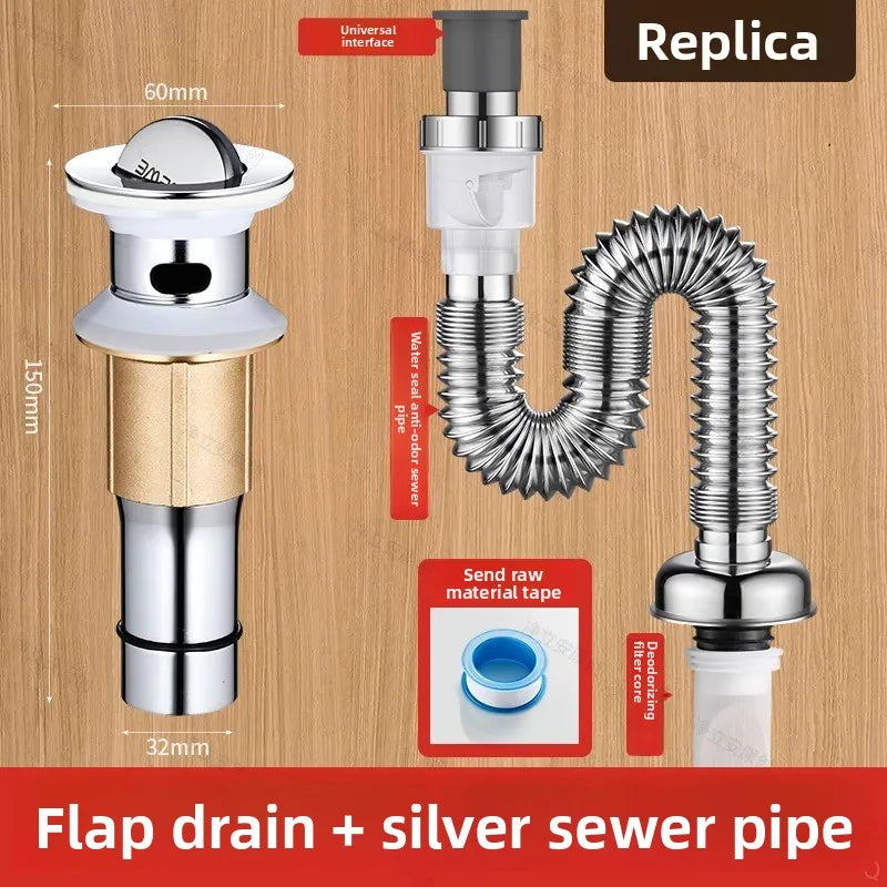P-Trap Kitchen Sink Drain Set – Strainer, Hose & Odor Filter