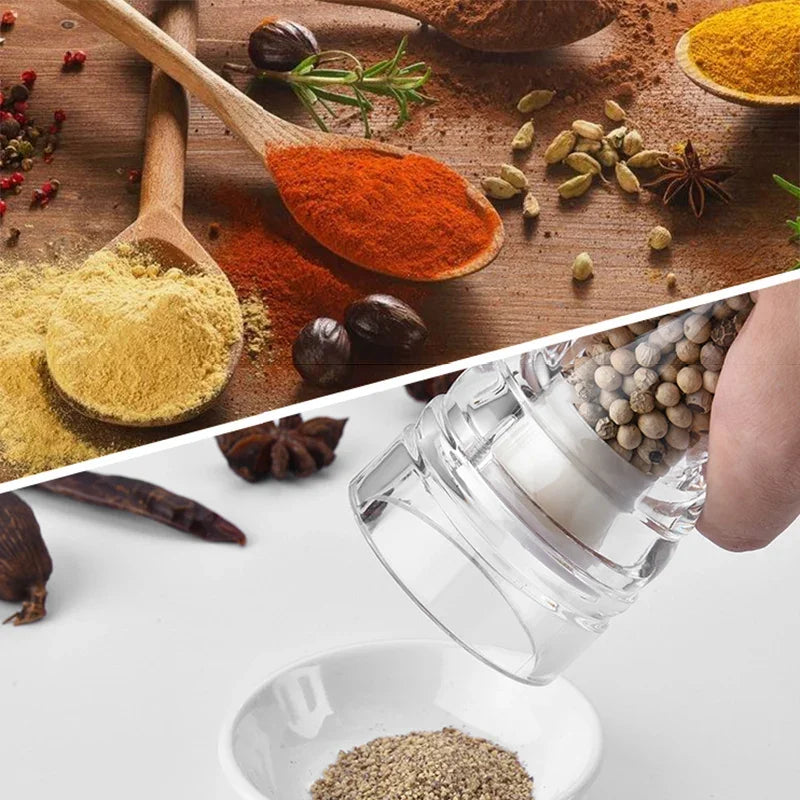 Acrylic Combo Pepper Mill & Salt Shaker | Adjustable Ceramic Grinder, Clear Transparent Body