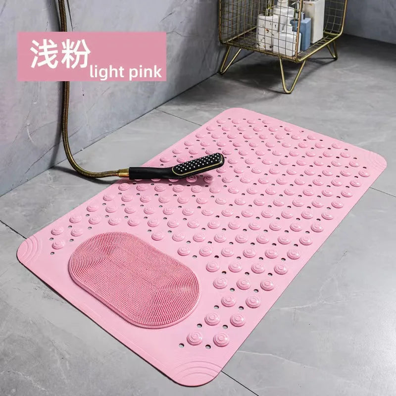 Non-Slip Bath Mat with Suction Cups & Drain Holes – Soft PVC