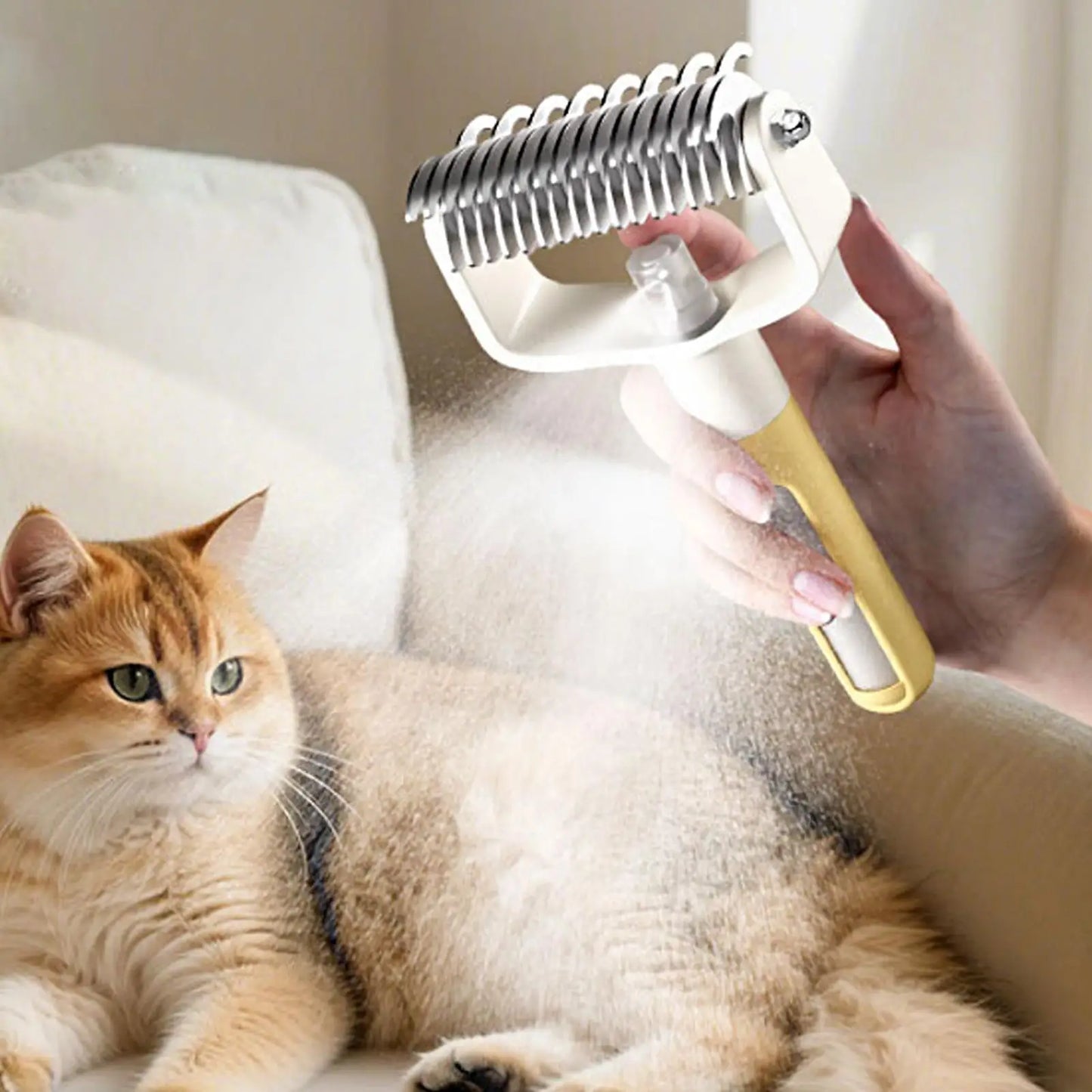 Pet Deshedding Brush – Dog & Cat Grooming Comb with Mist