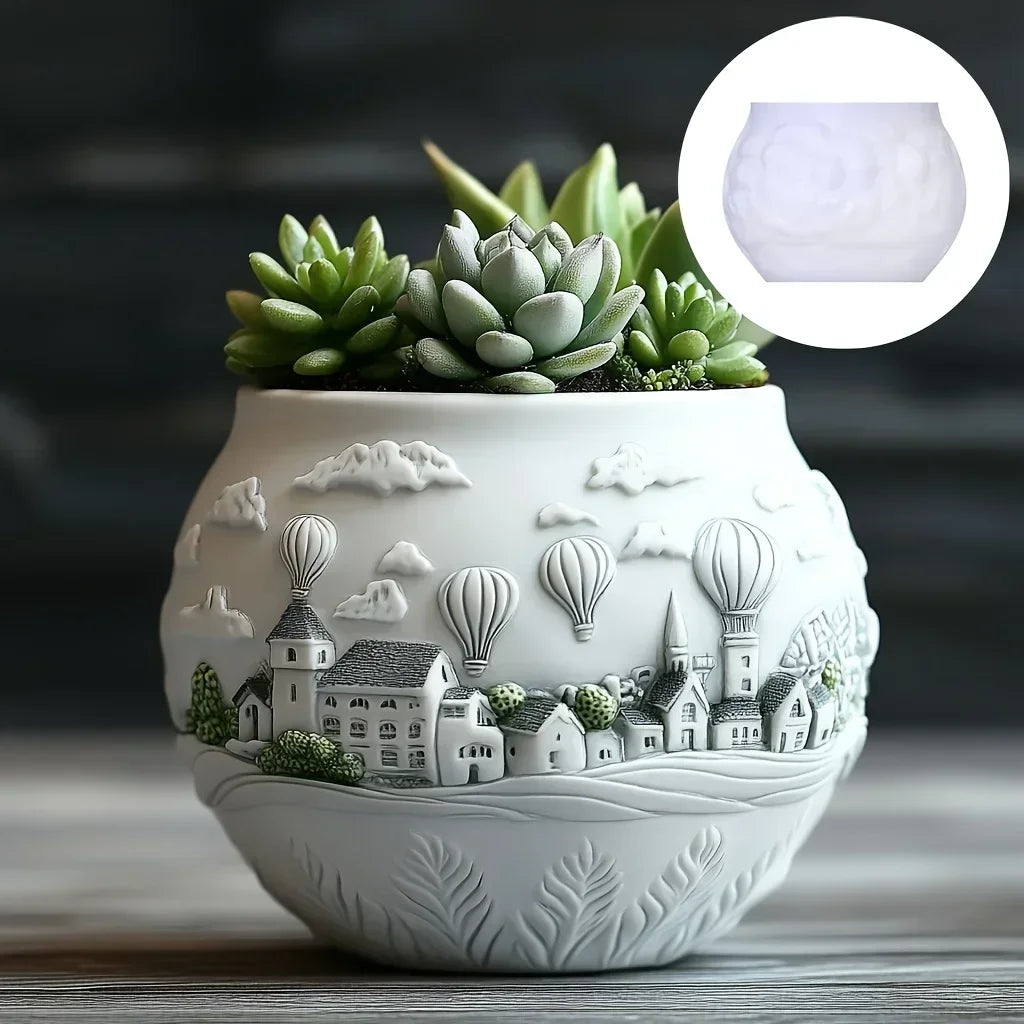 Windmill Town Silicone Mold – Resin Succulent Pot & Storage Box