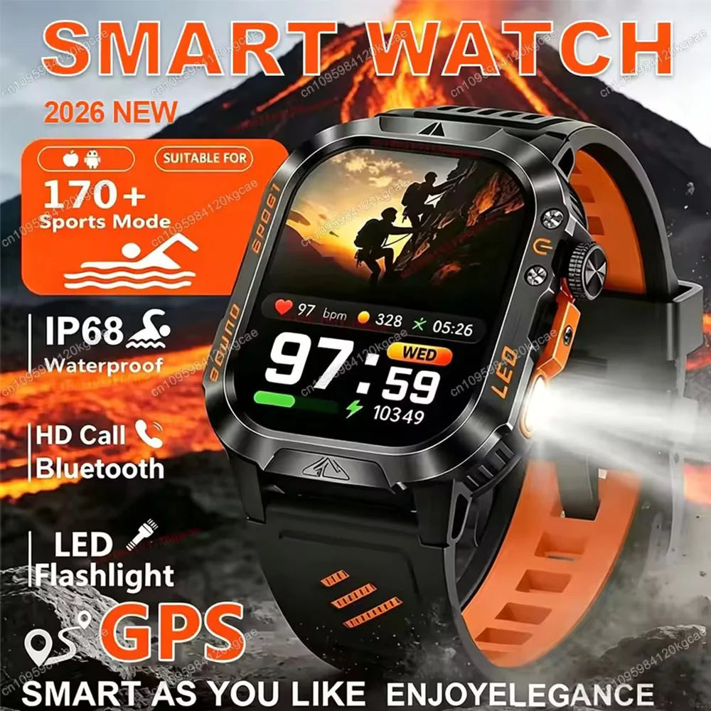 2026 New Military Smart Watch Men 3ATM Outdoor Sports Fitness Tracker Blood Pressure Health Monitor BT Calls GPS Smartwatch Hw12 Peaceful Pleasures Health and Wellness
