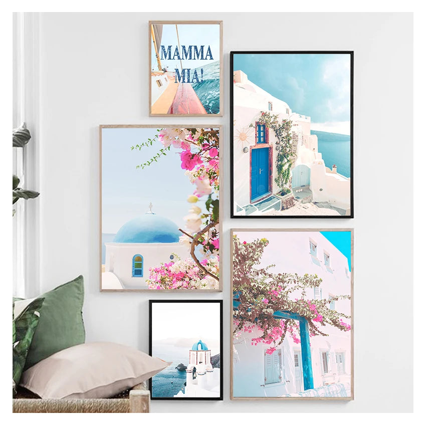 Greek Island Santorini Minimalist Canvas Wall Art | Travel Poster