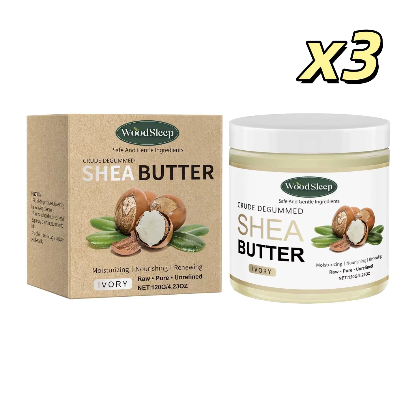 WOODSLEEP Pure Shea Butter Cream | Deep Moisturizing Body Lotion