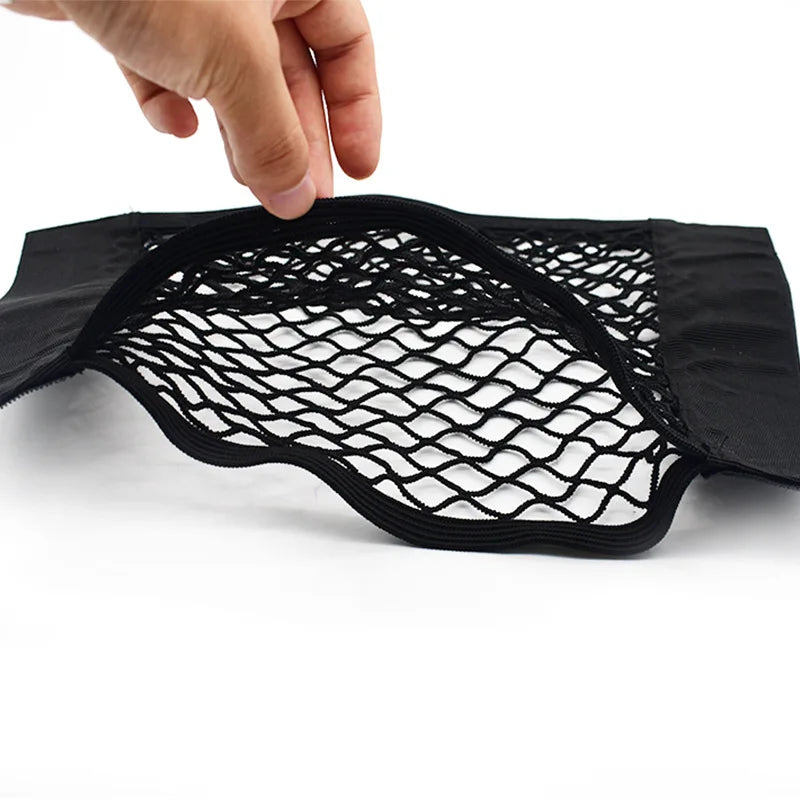 Self-Adhesive Magic Tape Car Trunk Mesh Storage Organizer Elastic Cargo Net Pocket Universal Trunk Seat Back Storage Accessories Peaceful Pleasures Health and Wellness
