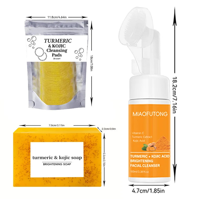 Turmeric & Kojic Acid Cleanser Soap Set – Brighten & Deep Clean