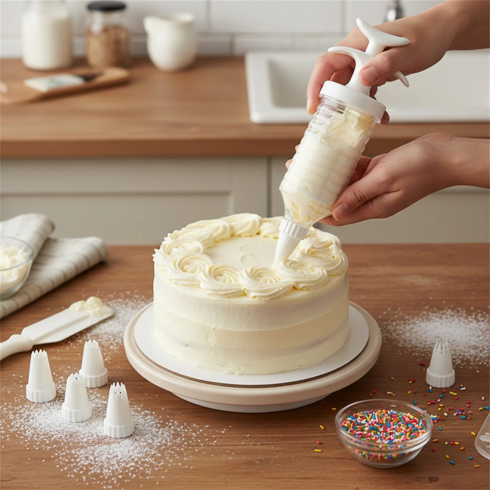 8Pcs Plastic Piping Nozzles Set For Cake Cookie Cream Puff Decorating With 8 Different Designs Food Grade PP Material Peaceful Pleasures Health and Wellness