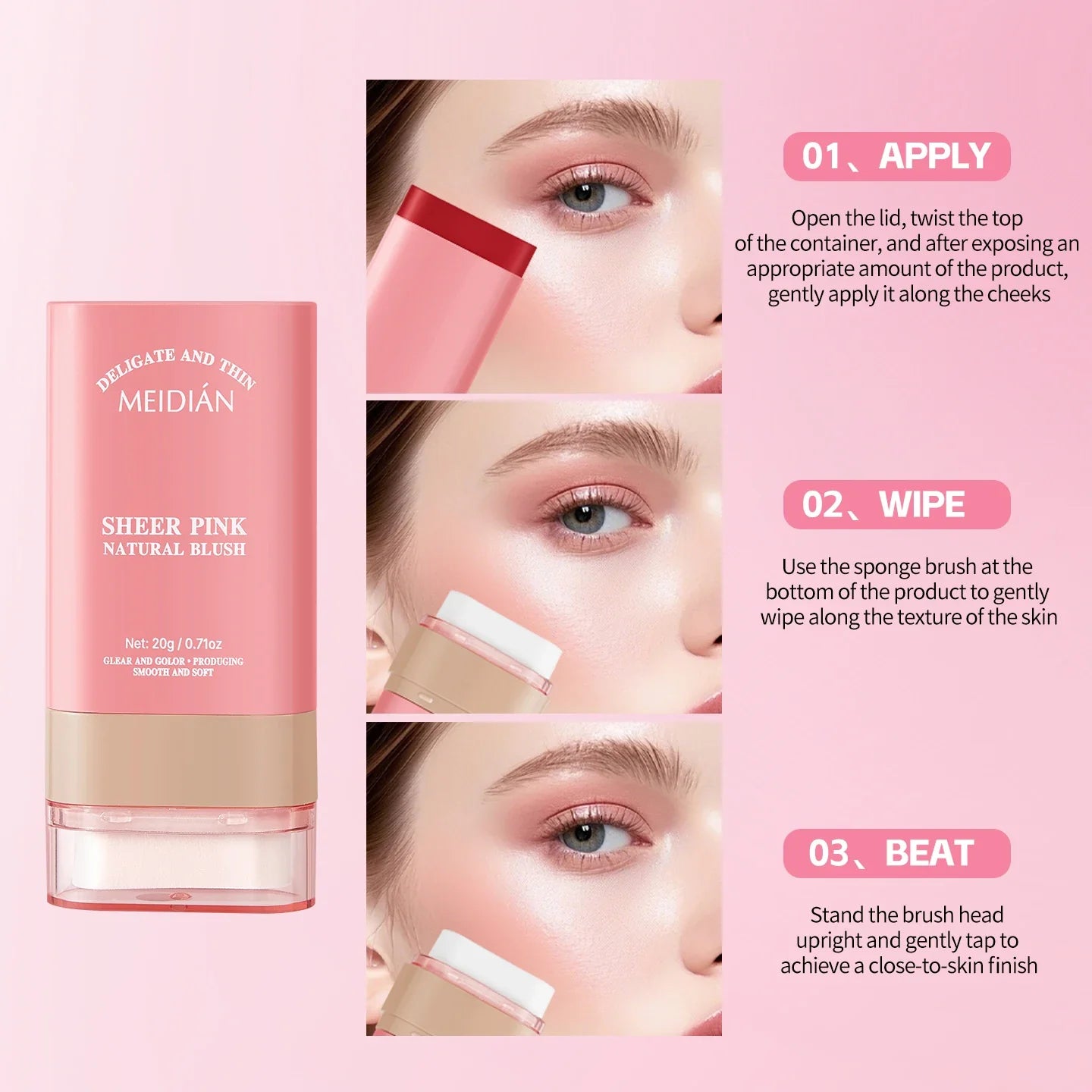 Natural Blush Stick – Long-Lasting & Lightweight Cheek Color