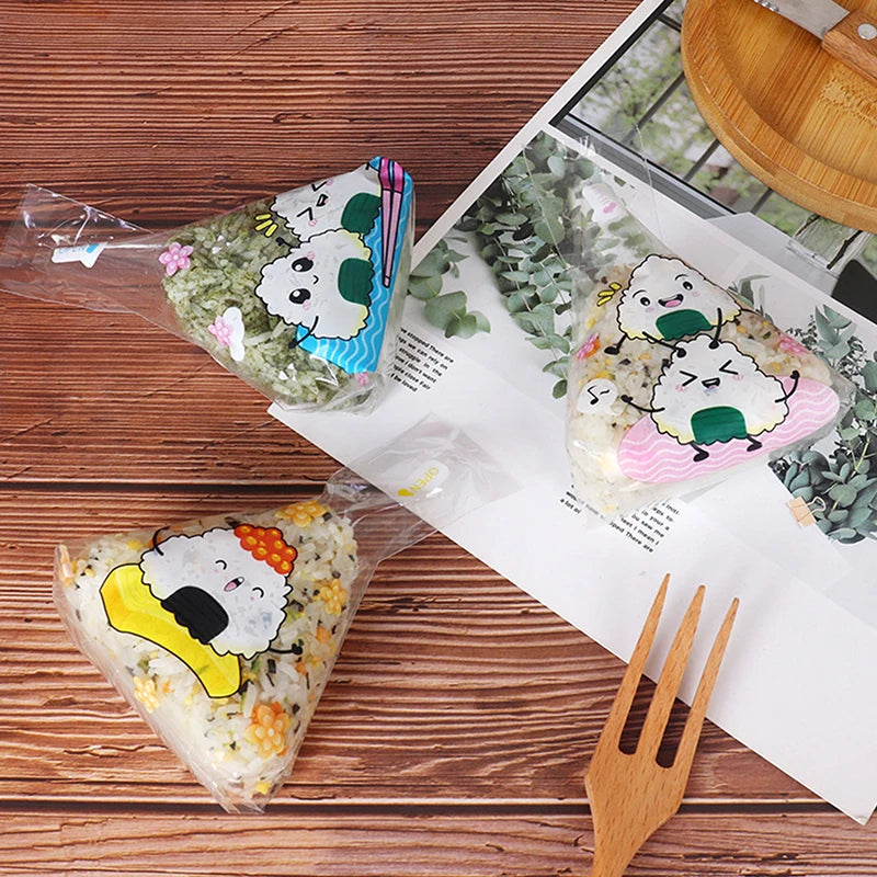 100 Pcs Triangle Rice Ball Wrappers – Cute Onigiri Sushi Bags