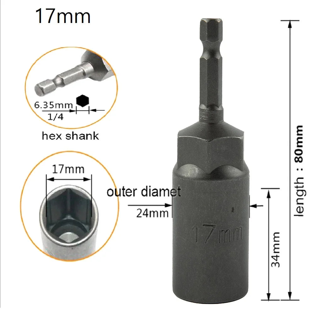 Length 1 Hex Sockets 5 5- Drive Magne Socket Impact Nut Bolt Drill