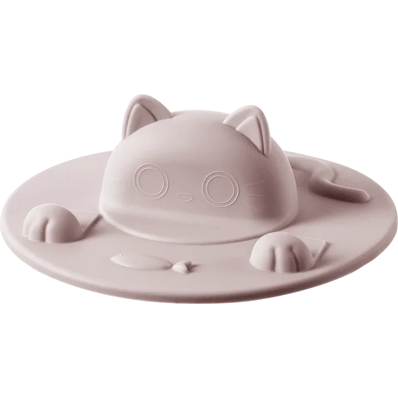 Silicone Cup Lid Cartoon Creative Irregular Cup Cover Dust-proof Leak-proof Three-dimensional Cat Head Multi-functional Cup Lid Peaceful Pleasures Health and Wellness Pink