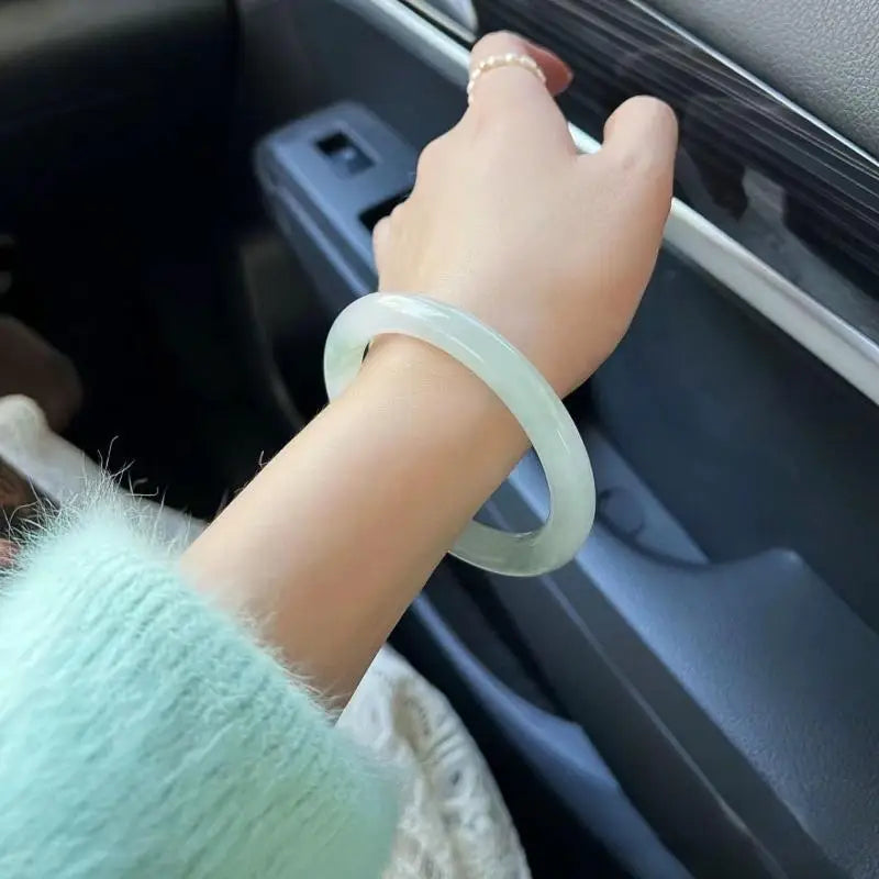 Imitation Jade Glass Bangle | Ice Transparent Women's Bracelet