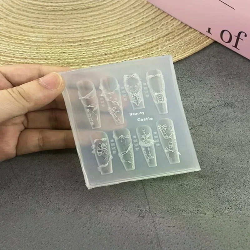 3D Silicone DIY Nail Art Decoration Mold - Ribbon Bow Ballet Shoes Design, Translucent Carving Template Tool Peaceful Pleasures Health and Wellness