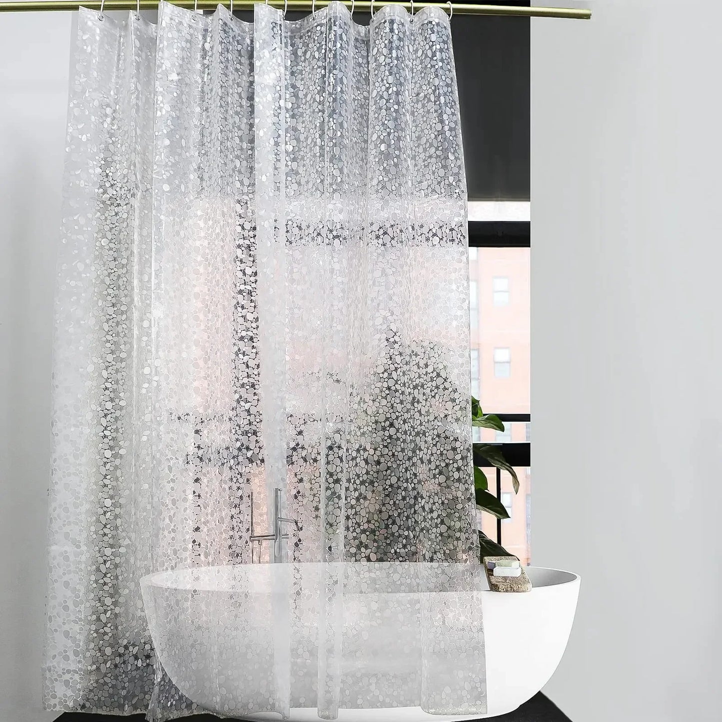 PEVA Pebble Shower Curtain – Waterproof Cobblestone Design Shower Curtain Liner Peaceful Pleasures Health and Wellness