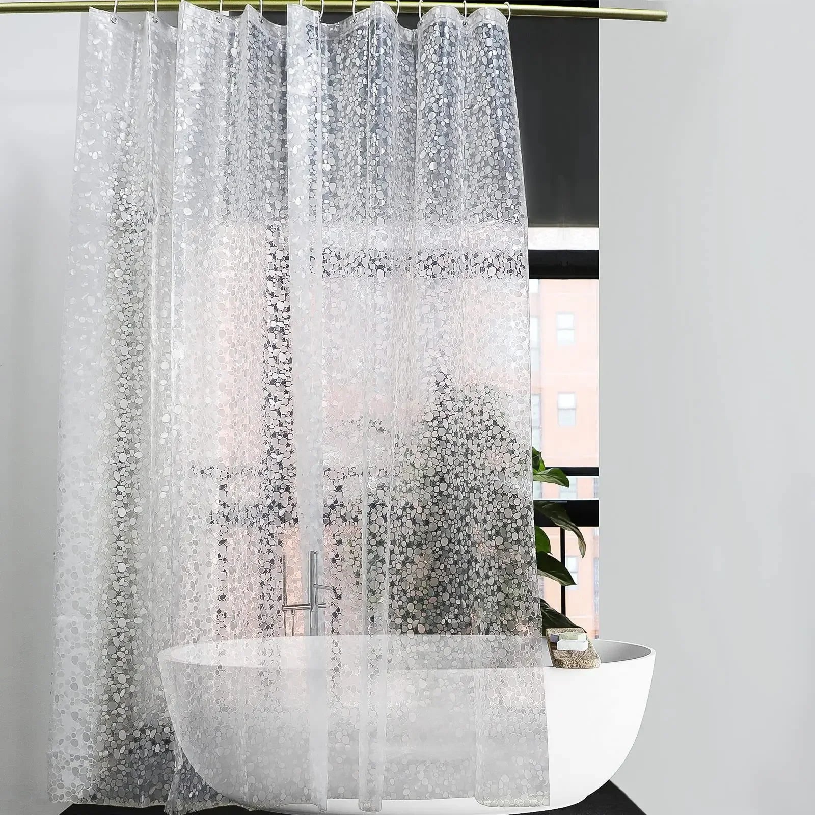 PEVA Pebble Shower Curtain – Waterproof Cobblestone Design Shower Curtain Liner Peaceful Pleasures Health and Wellness