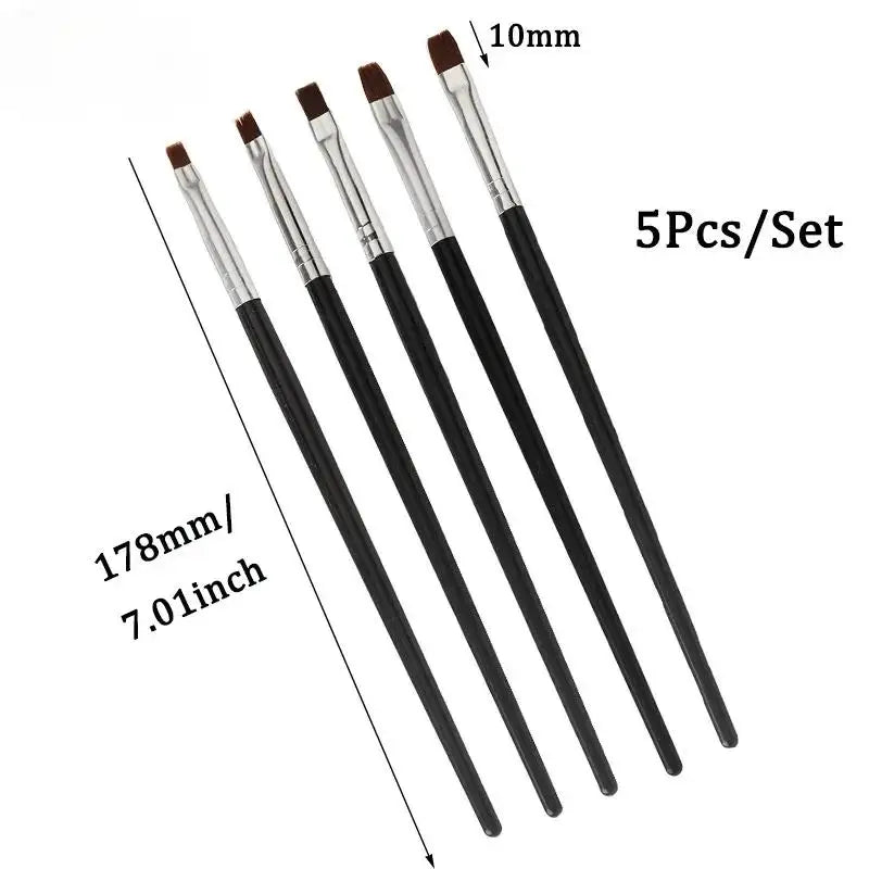 5-Piece Dental Resin Brush Pen Set | Nylon Flat Head Tips