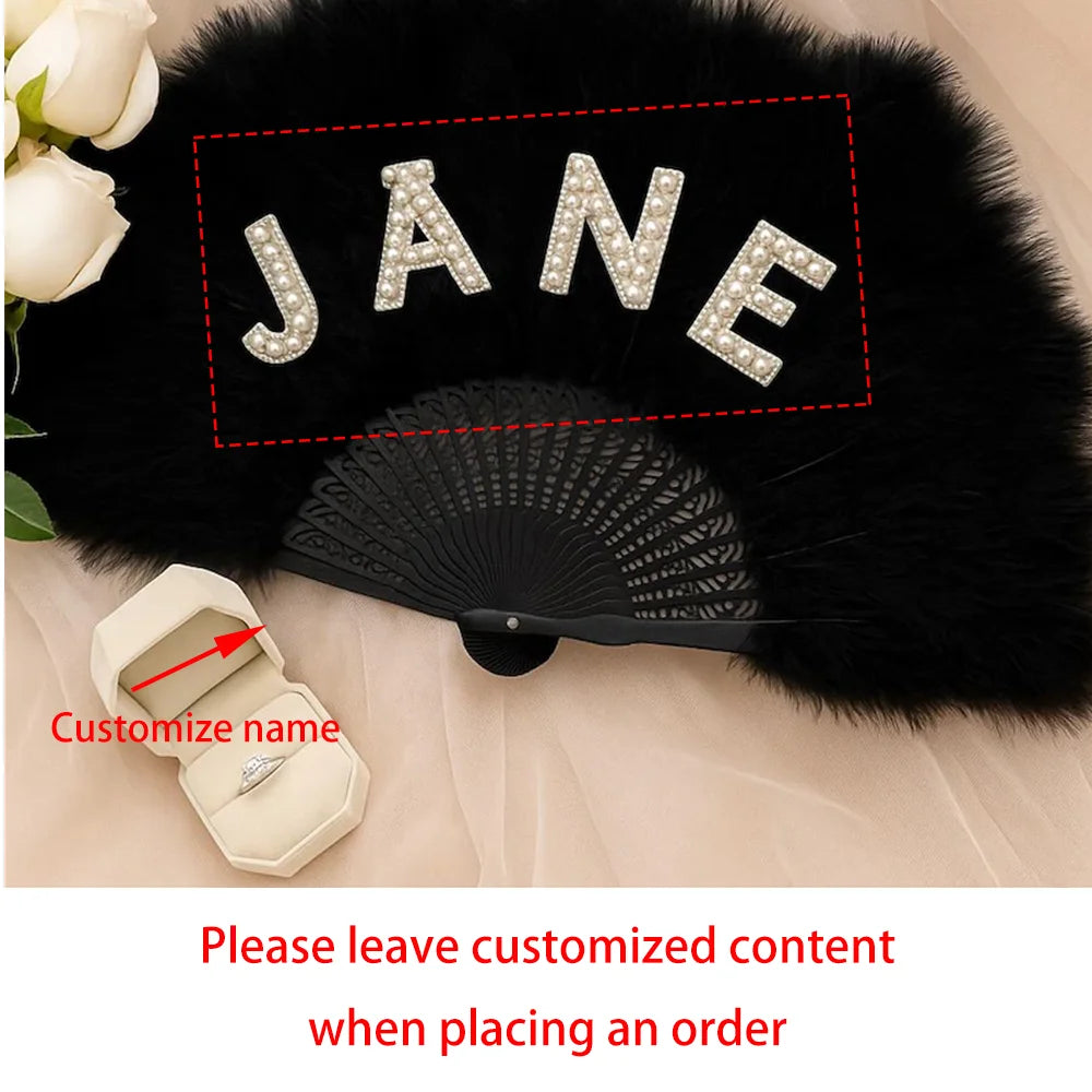 Custom Fluffy Bridal Fan | Vintage Boho Wedding Fan & Gift