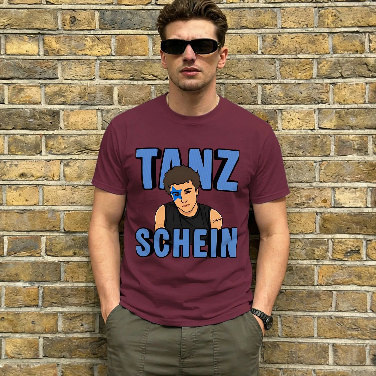TANZSCHEIN Cosmó Men T Shirts Eurovisions 2026 Awesome Tee Shirt Short Sleeve Round Neck T-Shirt Pure Cotton Summer Clothes Peaceful Pleasures Health and Wellness
