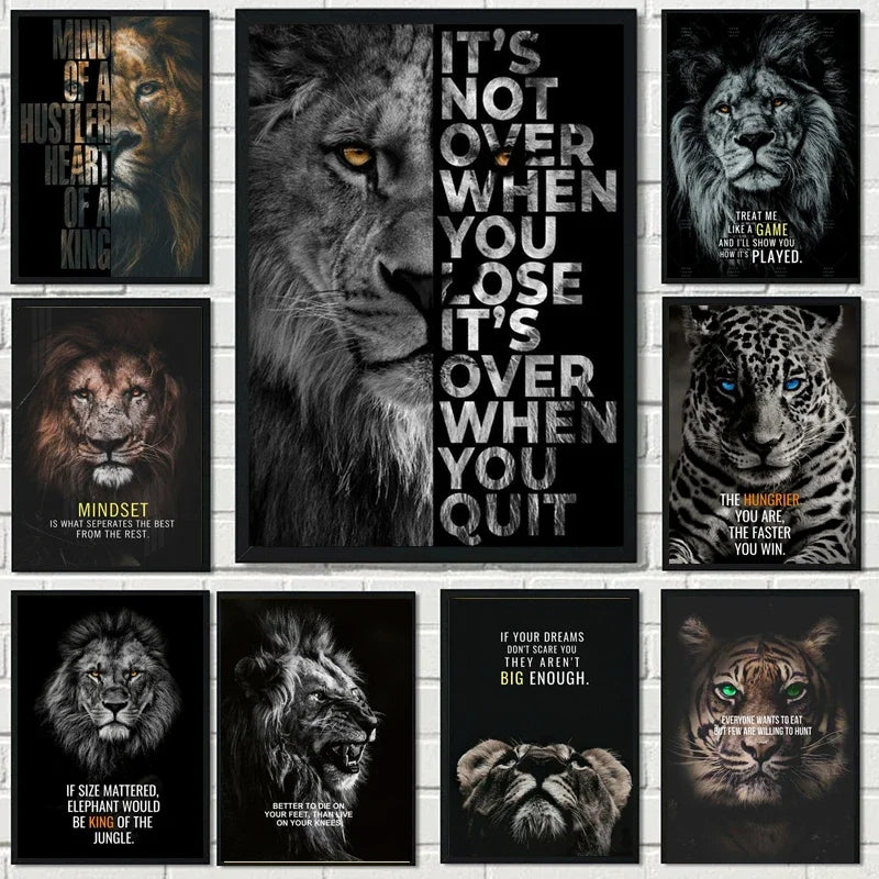 Nordic Lion Tiger Motivational Canvas Wall Art Poster Print Canvas Wall Art Peaceful Pleasures Health and Wellness