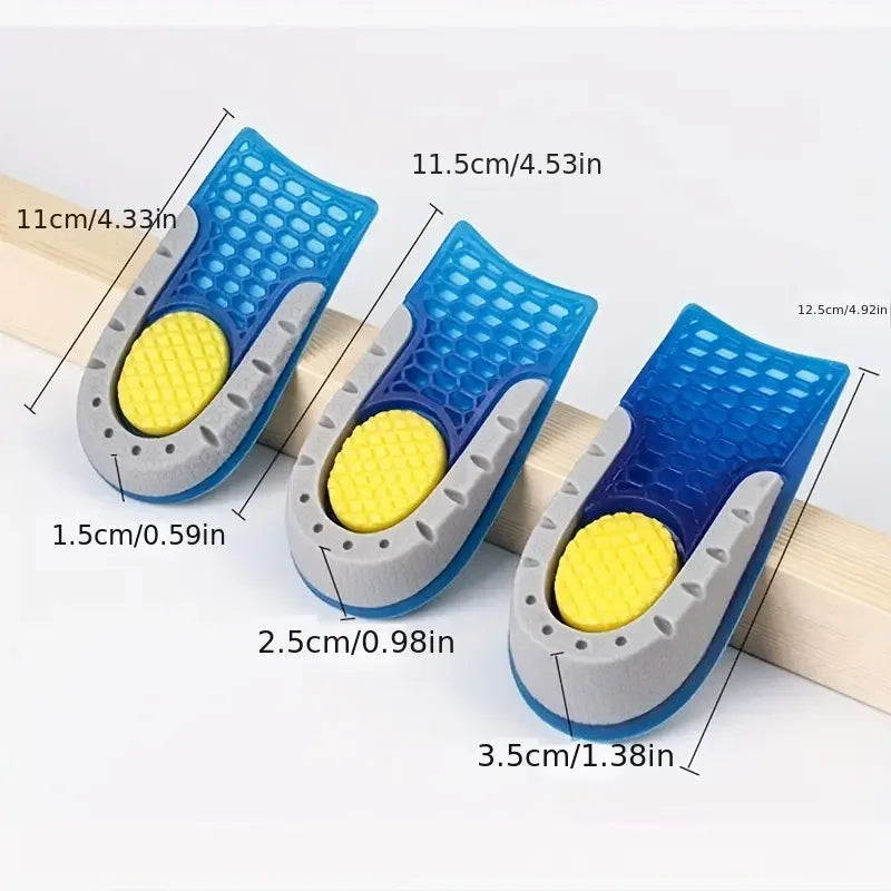 1pair Gel Height Increase Insoles, Shock Absorption Heel Cushion Pads, Height Lift Shoes Inserts For Men & Women Peaceful Pleasures Health and Wellness