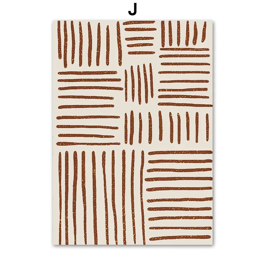 Boho Abstract Canvas Wall Art | Beige Terracotta Line Art Print