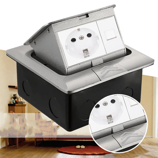 Ground Socket Accessories Ground Plug Socket Standard Stainless Steel Embedded Floor Outlet Box with Intall Tool AC Peaceful Pleasures Health and Wellness A