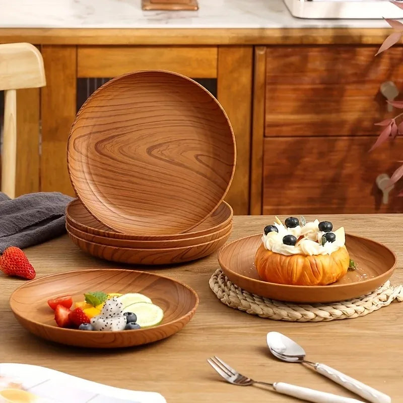 1pcs Japanese Style Tea Tray PP Plastic Rectangular Wood Grain Serving Tray for Home Hotel Restaurant Multipurpose Cup Plate Peaceful Pleasures Health and Wellness