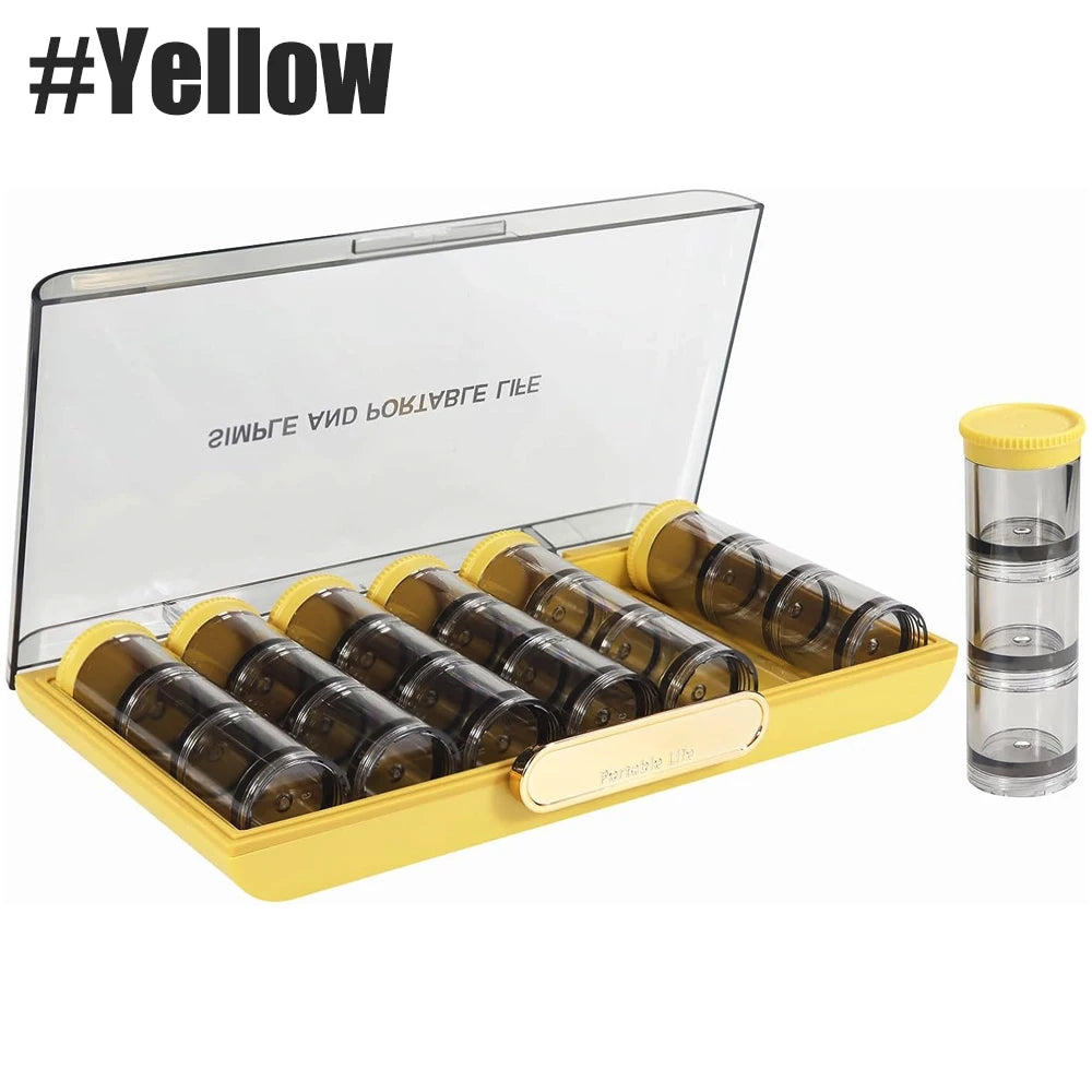 7-Day Pill Organizer | 21 Compartments, 3x Daily, BPA-Free Weekly Pill Organizer Peaceful Pleasures Health and Wellness Yellow-1PCS
