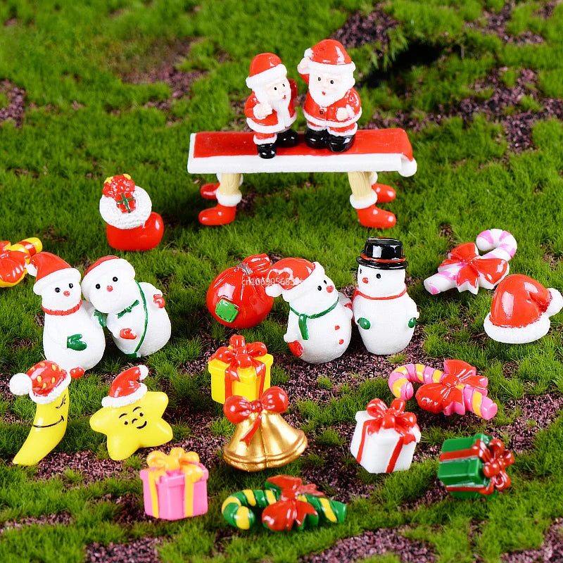 1pcs Fairy Garden Cartoon Ornaments Resin Craft Gift Christmas Santa Snowflake Snowman Miniature Figurine Accessories Home Decor Peaceful Pleasures Health and Wellness