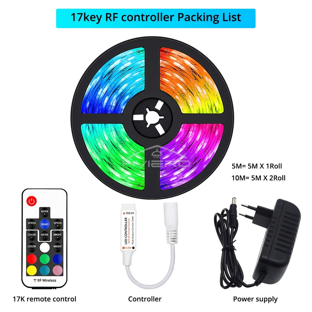 RGB LED Strip Lights SMD 5050 5M/10M DC 12V Color Changing Remote