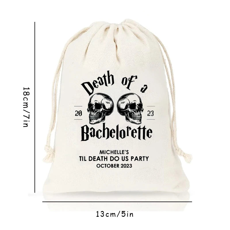 5-Pack Personalized Gothic Bachelorette Hangover Kit Bags | Halloween