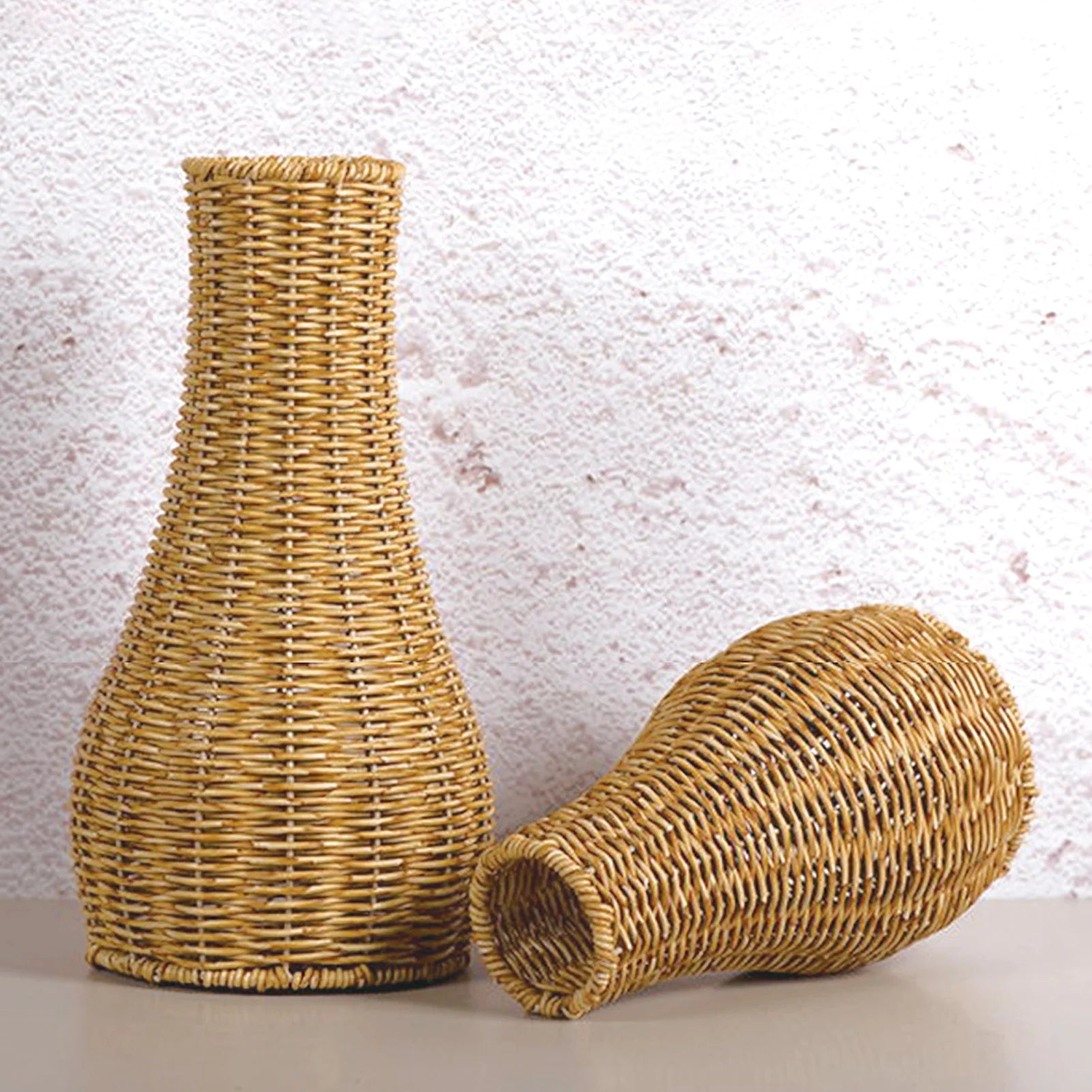 Imitation Rattan Weaving Vase Natural Looking Decorative Vase for Living Room & Wedding Arrangements Peaceful Pleasures Health and Wellness