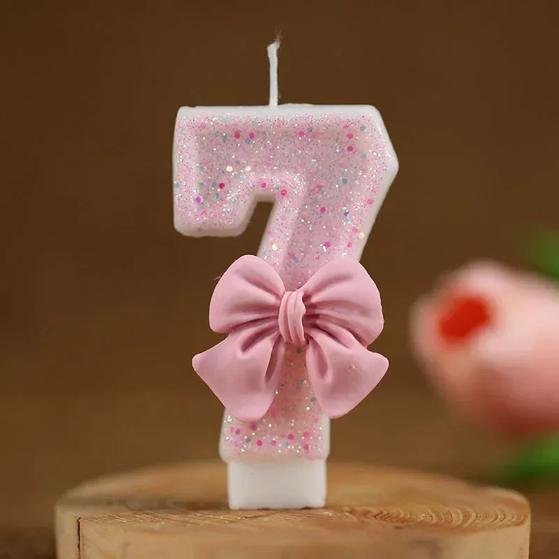 Hot Number Cake Candle Pink Glitter Birthday Candle 1 2 3 4 5 6 7 8 9 3D Number Candle Cake Topper Birthday Party Cake Decor Peaceful Pleasures Health and Wellness 7