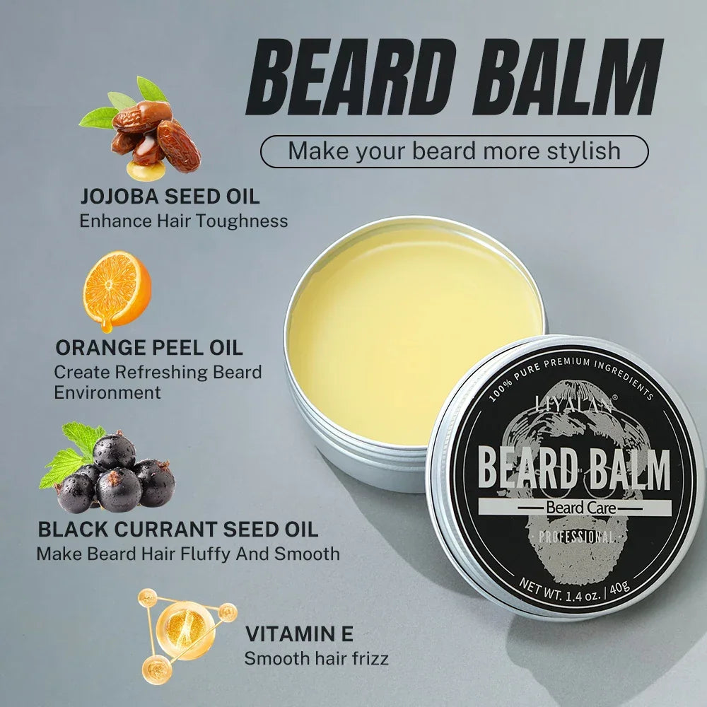LIYALAN Men's Beard Grooming Kit – 7-Piece Complete Set Peaceful Pleasures Health and Wellness