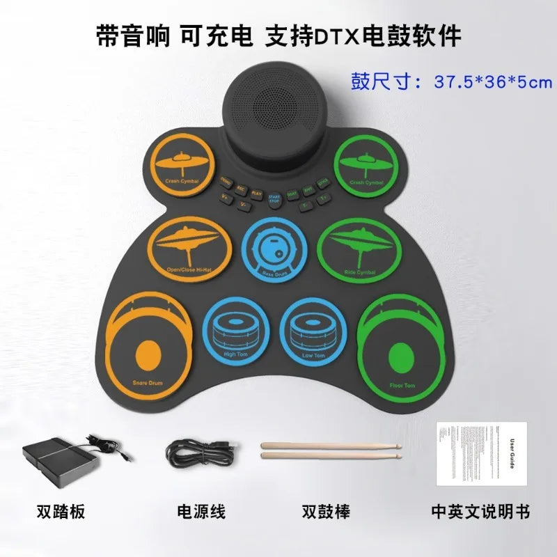 Hand Roll Electronic Drum Built-in Charging Folding Silicone Portable