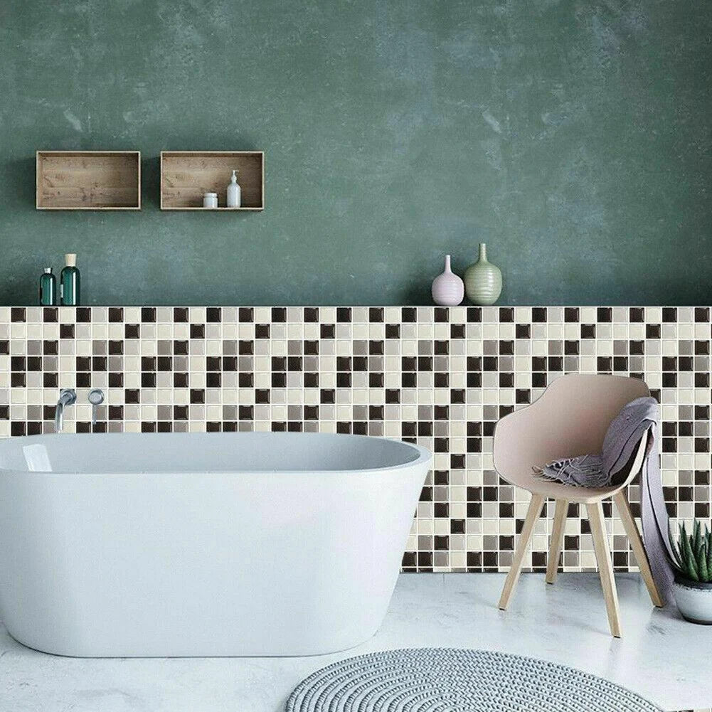 Self-adhesive Mosaic Tile Stickers Stick Bathroom Kitchen Wall Decal