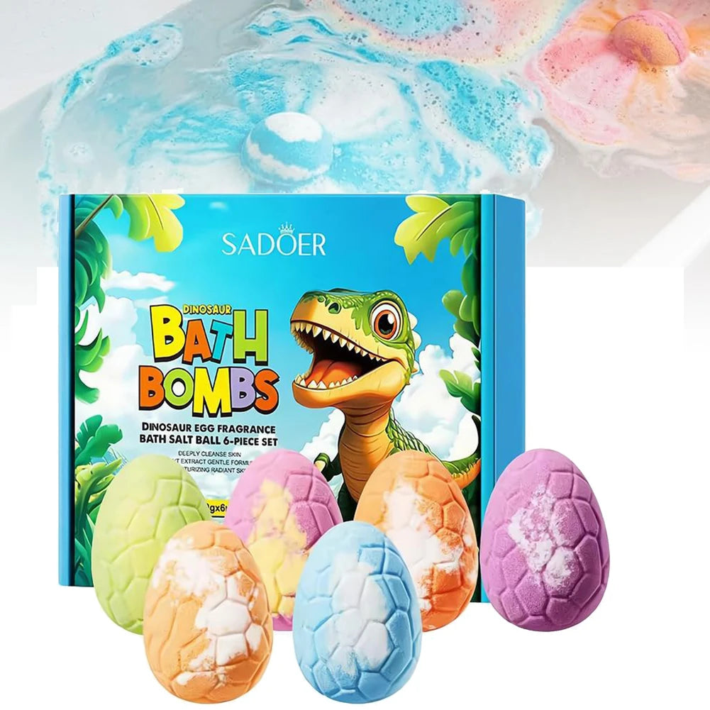 Dinosaur Egg Bath Bombs for Kids – 6-Pack Fizzy Surprise Toy Inside, Spa Gift Set for Toddlers Peaceful Pleasures Health and Wellness