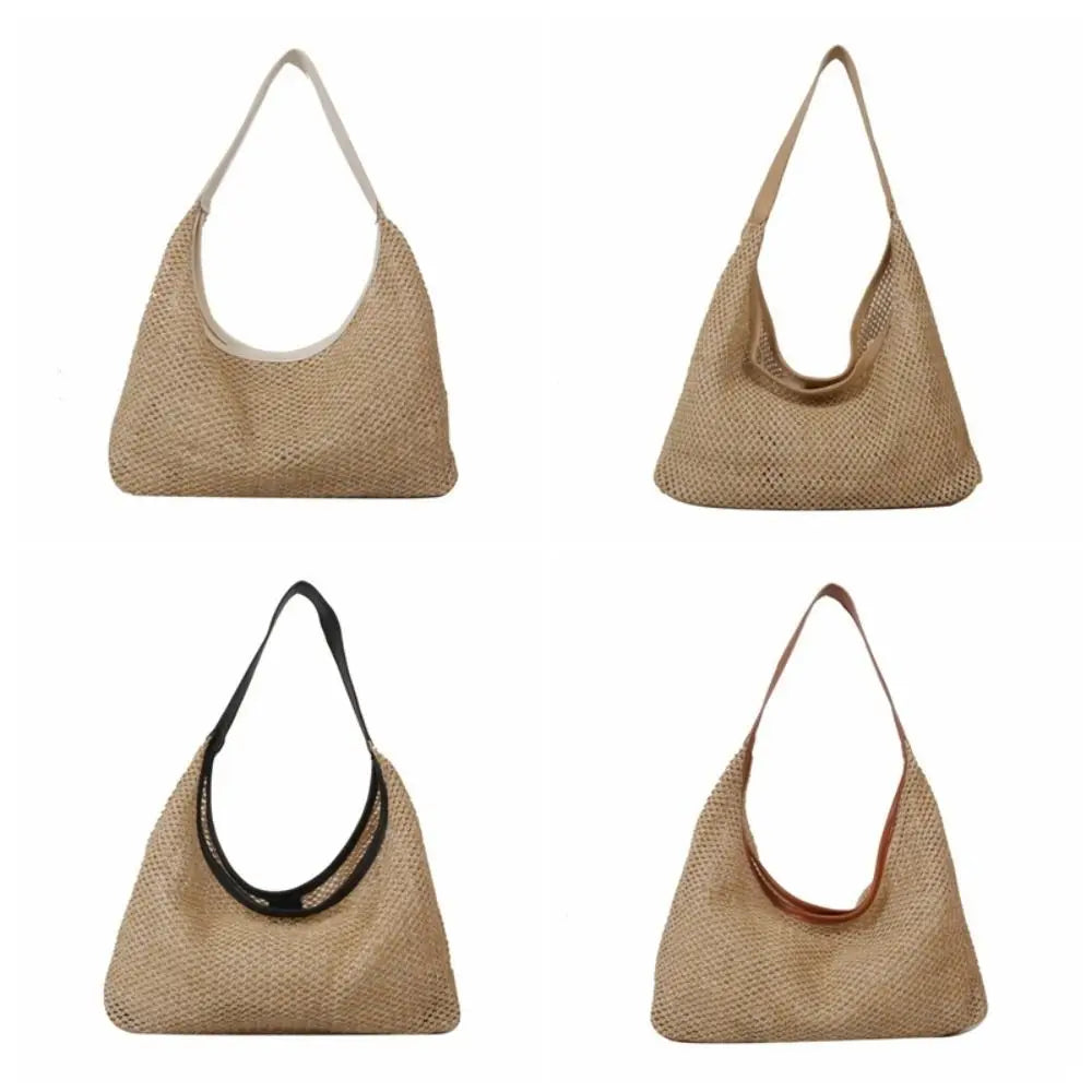 Bohemian Handmade Straw Bucket Bag – Large Beach Shoulder Bag