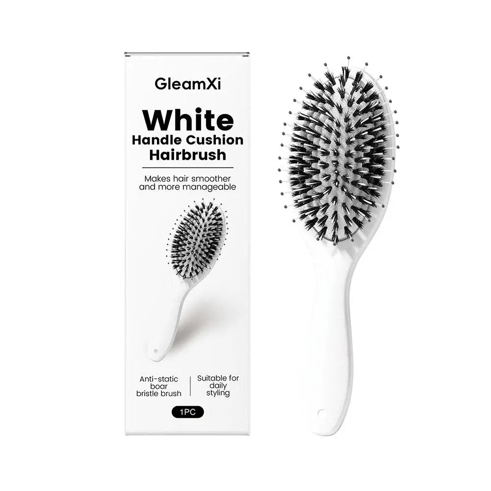 Boar Bristle Hair Brush – Cushion Base Scalp Massager & Detangler