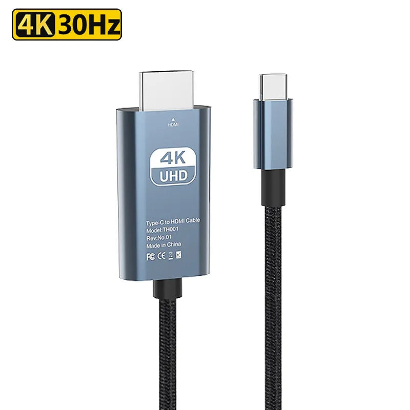 4K 30/60Hz USB C to HDMI Cable Type C Adapter HDTV Converter Cable For iPhone 15 TV Converter MacBook Air iPad Samsung laptop Peaceful Pleasures Health and Wellness 4K 30HZ 2m
