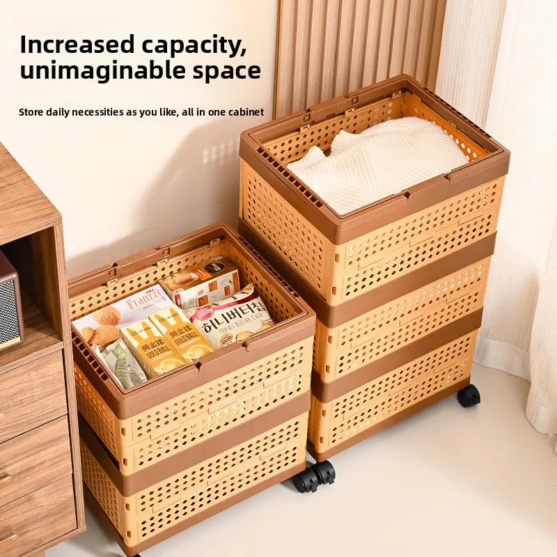 Foldable Storage Box with Wheels: Large Capacity Rolling Organizer for Clothes, Snacks, Toys & Books in Dorm Rooms or Homes Peaceful Pleasures Health and Wellness