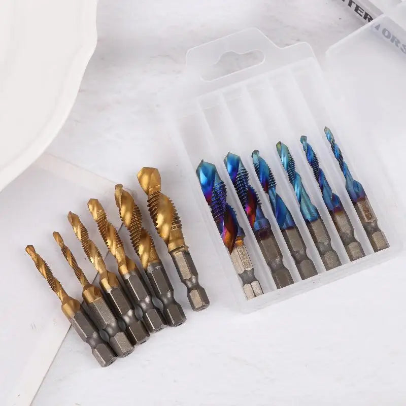 1/6Pcs M3/M4/M5/M6/M8/M10 Hand Tools Hex Shank Titanium Plated HSS Screw Thread Metric Tap Drill Bit Screw Machine Compound Tap Peaceful Pleasures Health and Wellness