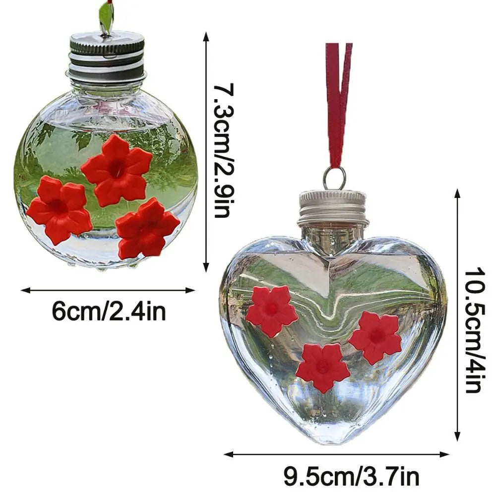 Hummingbird Feeder | Spherical & Heart Shape, 3 Ports, Leak Proof