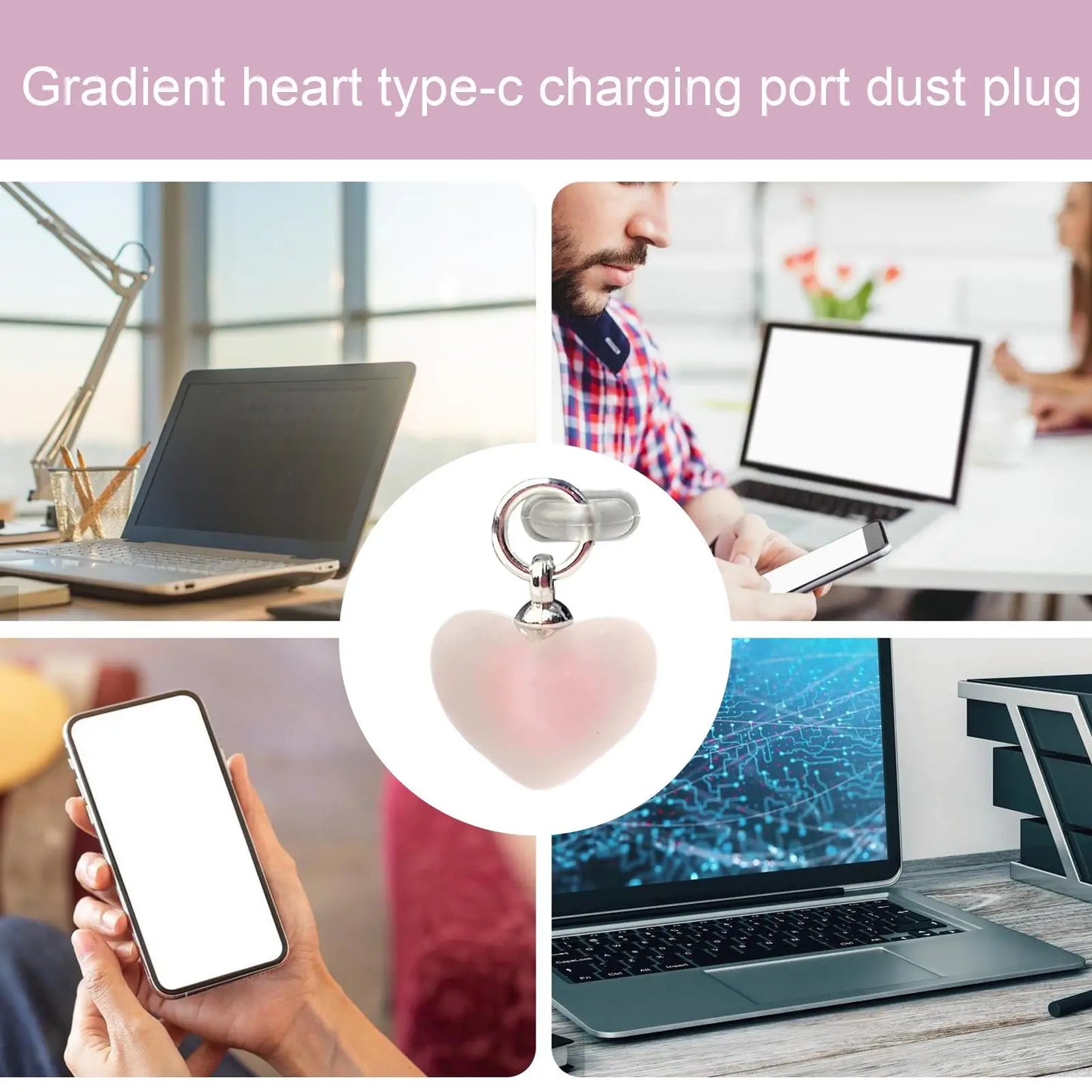 Heart Shaped Type-C Dust Plug Pendant | Cute Phone Accessory