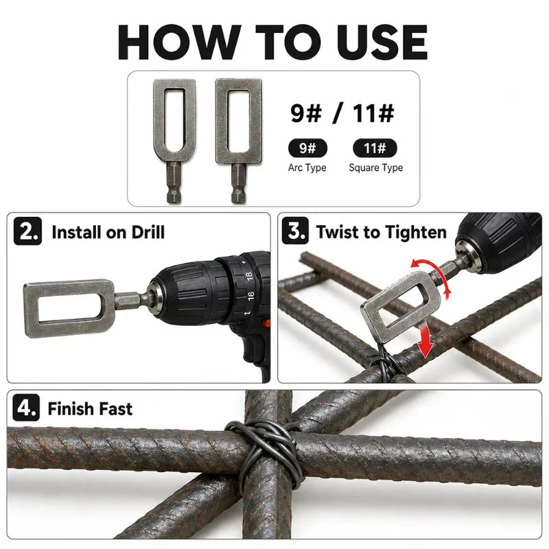 1/4 Hex Shank Wire Twisting Tool, Rebar Tie Wire Winder Drill Attachment, Fence Repair Construction Hardware Tool Box Cases Peaceful Pleasures Health and Wellness